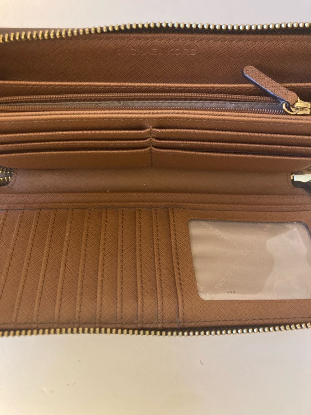 Michael Kors Brown/Gold Signature Zip Wristlet - Picture 3 of 7